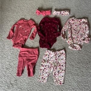 Carter's Pink and Red Floral Kids Matching Set